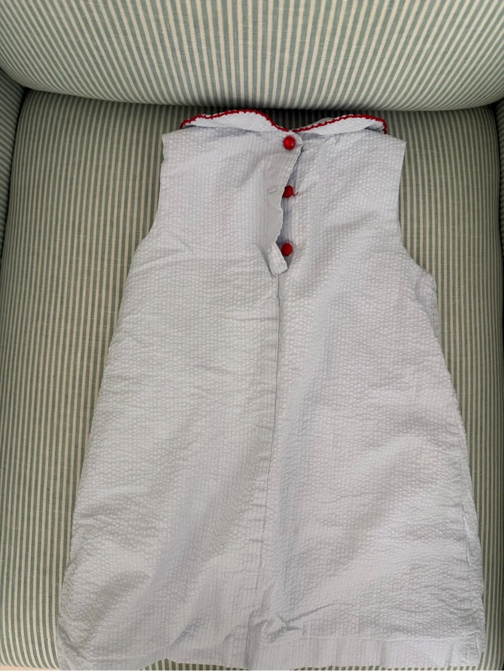 Zucchini Kids Blue Seersucker Dress with Red Heart